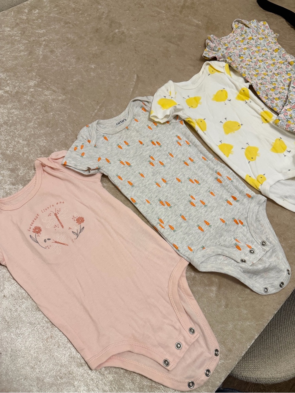 Carter's White and Yellow Chick Print Baby Pajama